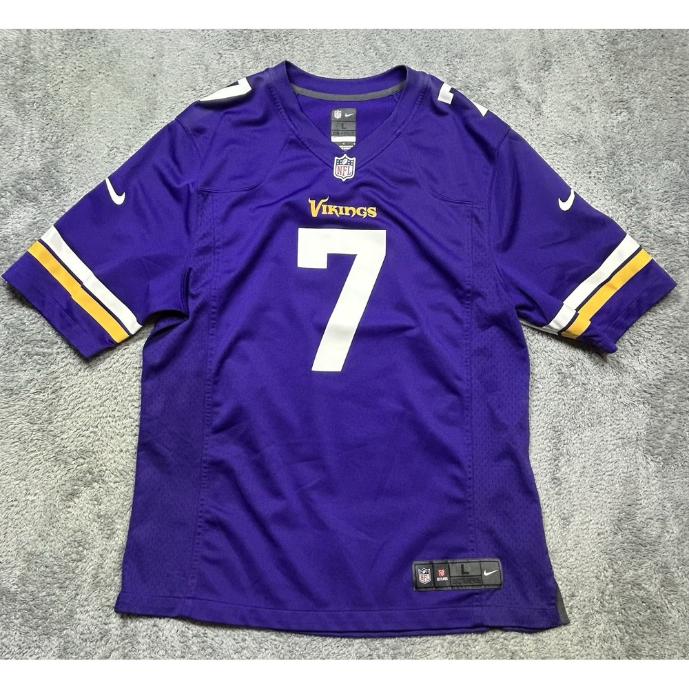 Nike Minnesota Vikings #7 Christian Ponder Jersey Men's L Purple NFL On Field